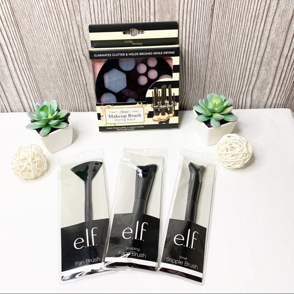 NWT 4pc Make-Up Brush & Drying Rack Set - Picture 3 of 16